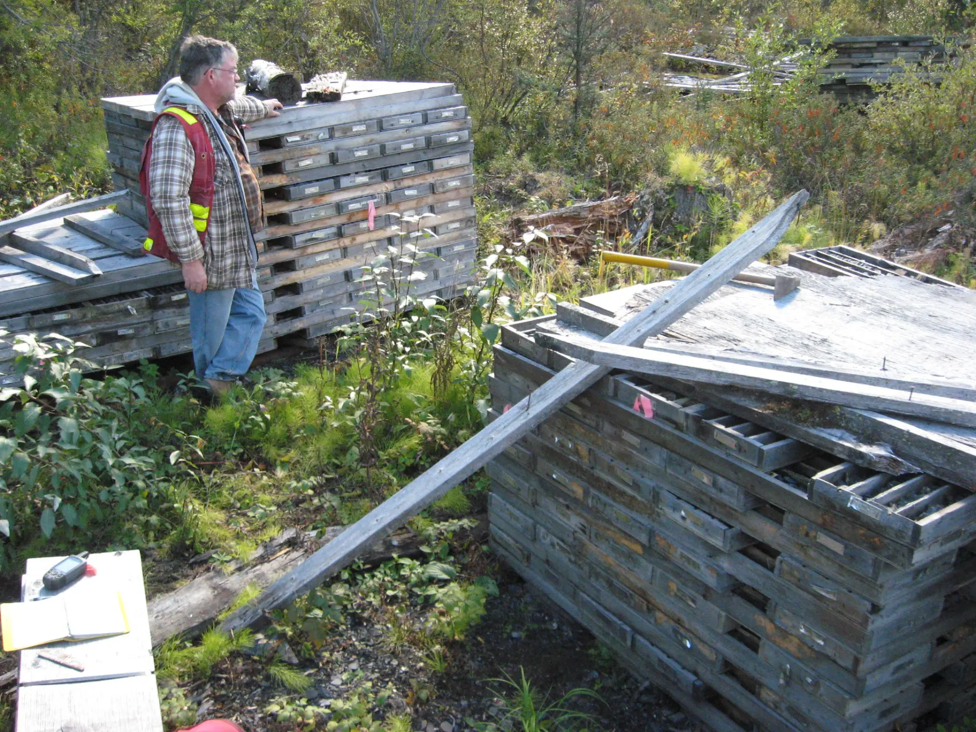 Historical drill core from the Mt. Alcock property