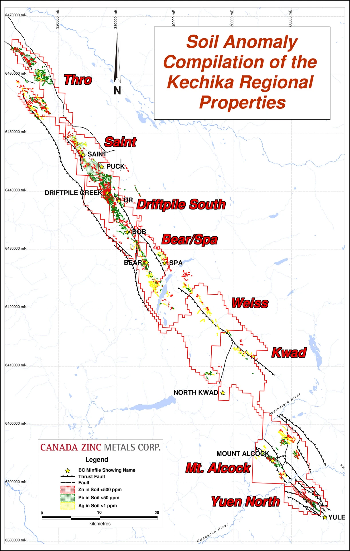 Soil anomaly compilation of the Kechika Regional Properties