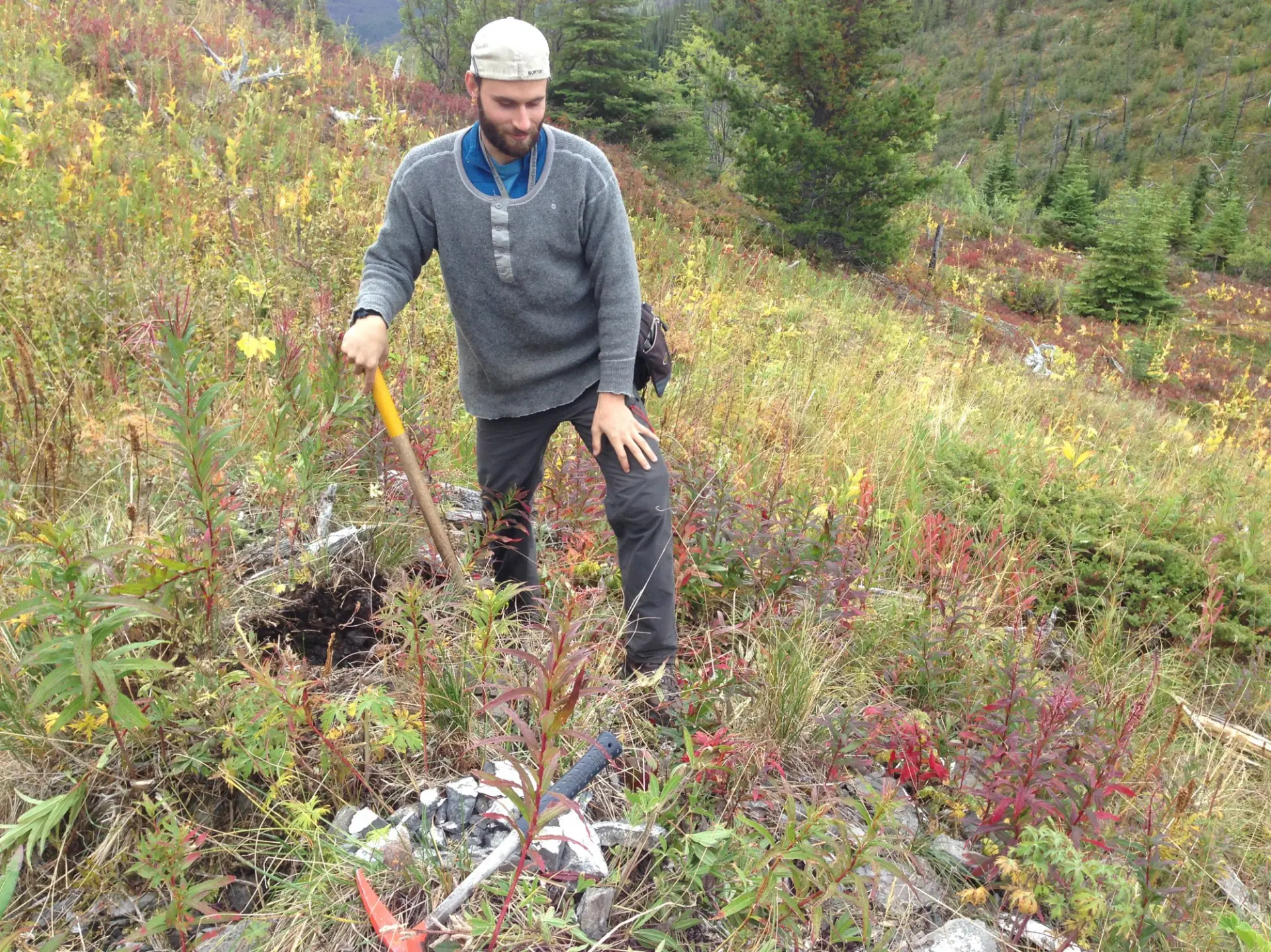Prospecting on the Mt. Alcock property