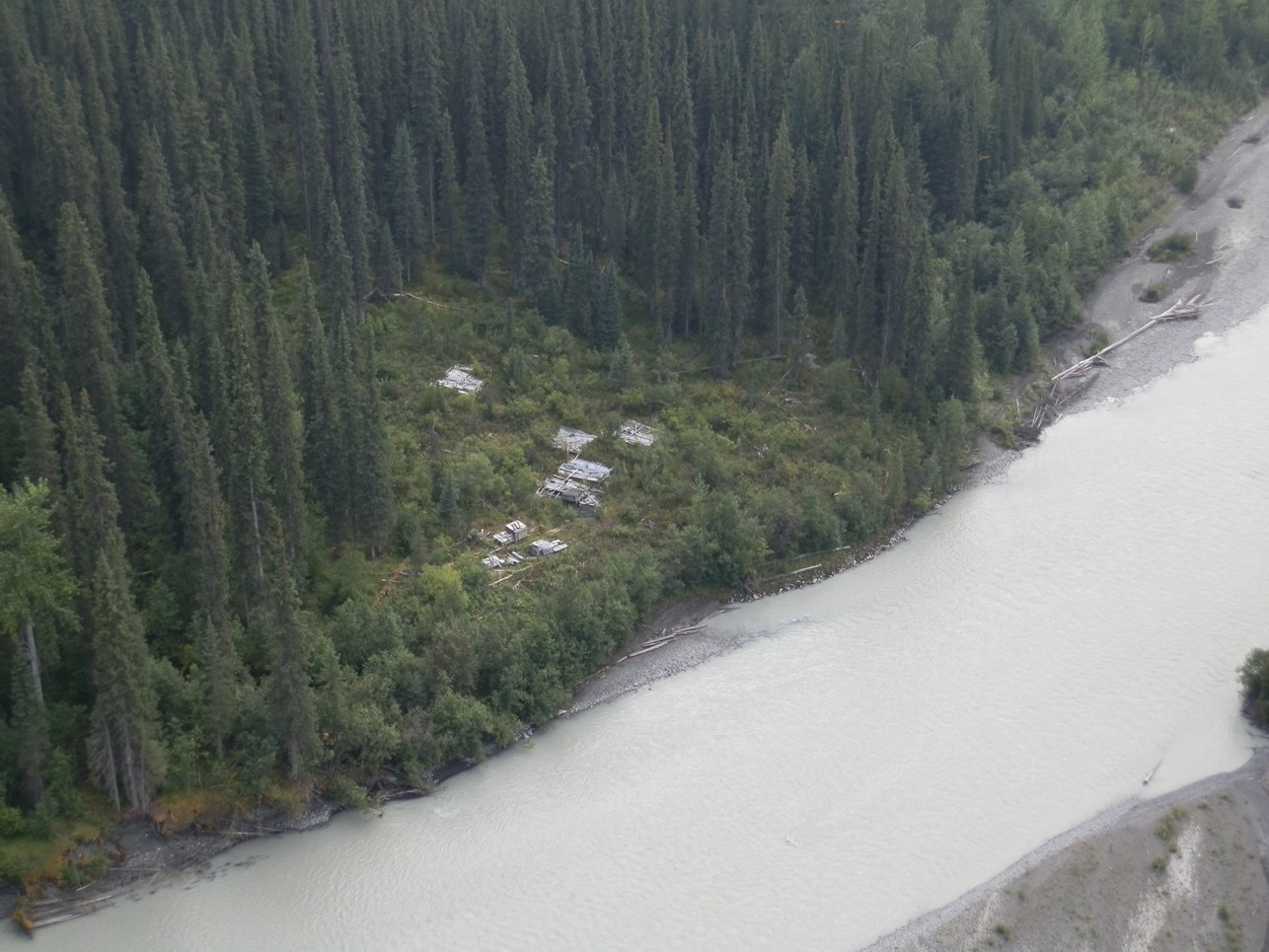 Overview shot of the old Mt. Alcock property camp site