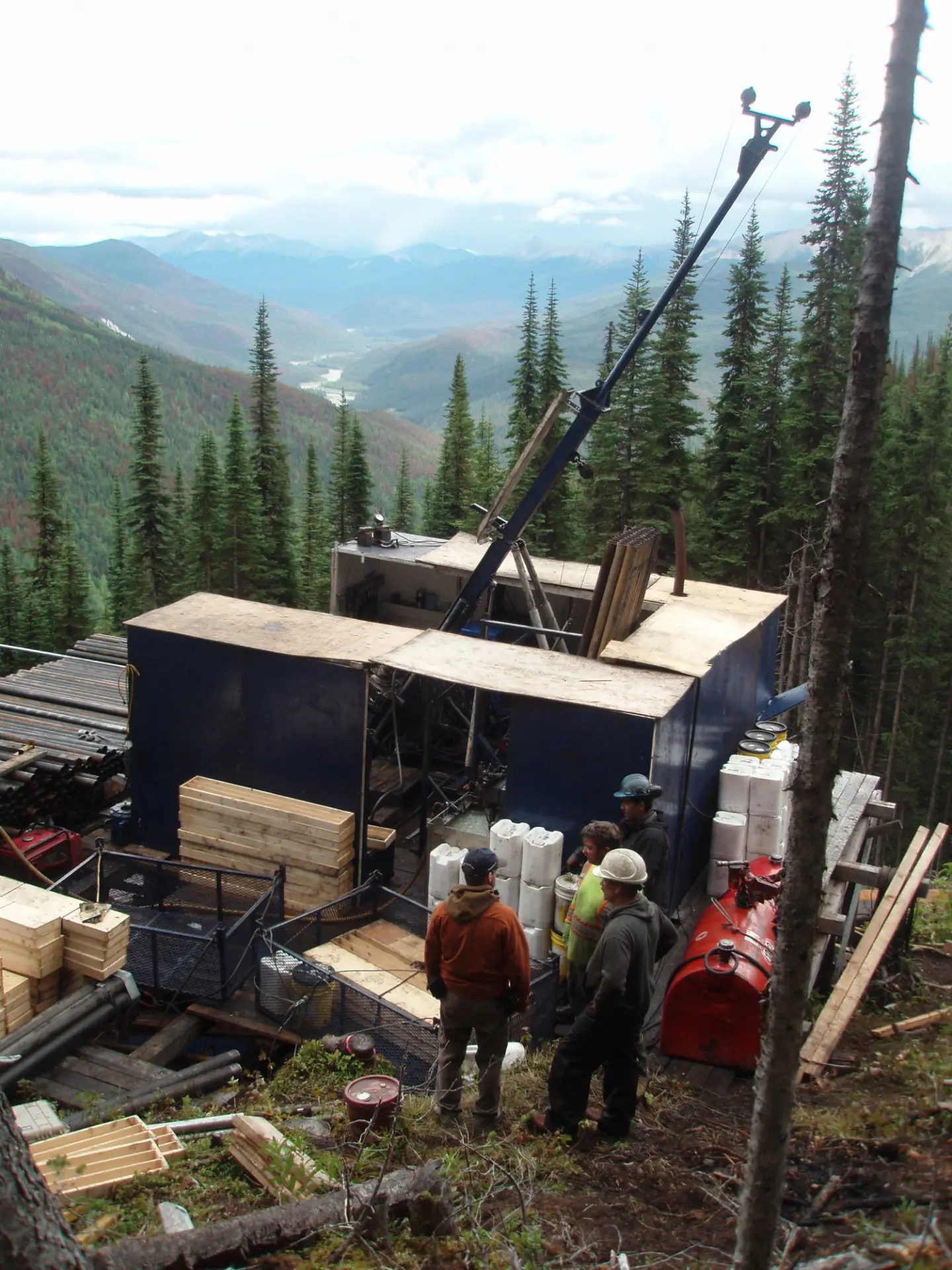 Western Exploration Diamond Drilling rig overlooking Akie River valley