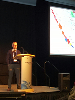 Nicholas Johnson delivering the Cardiac Creek technical talk at the 2016 Cordilleran Round Up in Vancouver