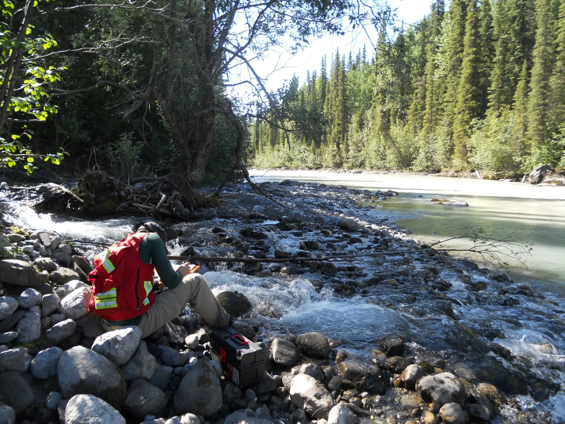 Water sampling on the Weiss Property