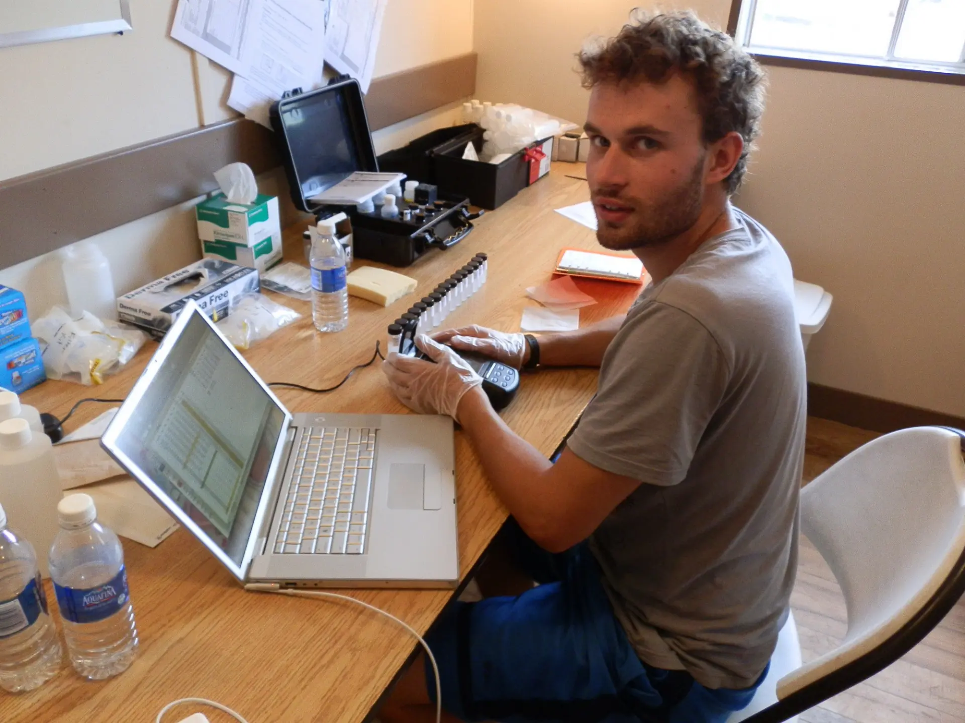 Water sampling data entry at Akie camp