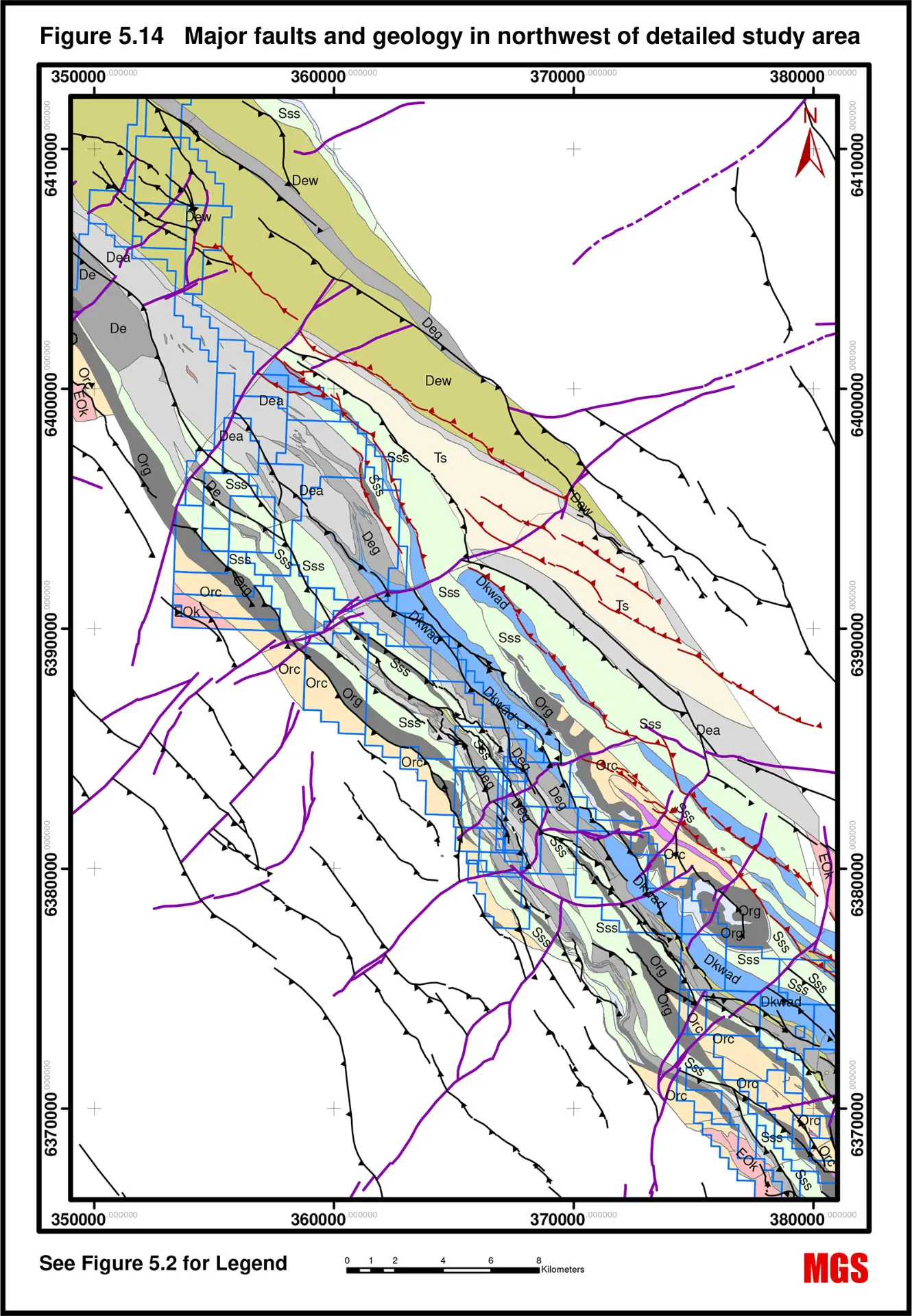 Major faults and geology across the Kechika Regional southern properties