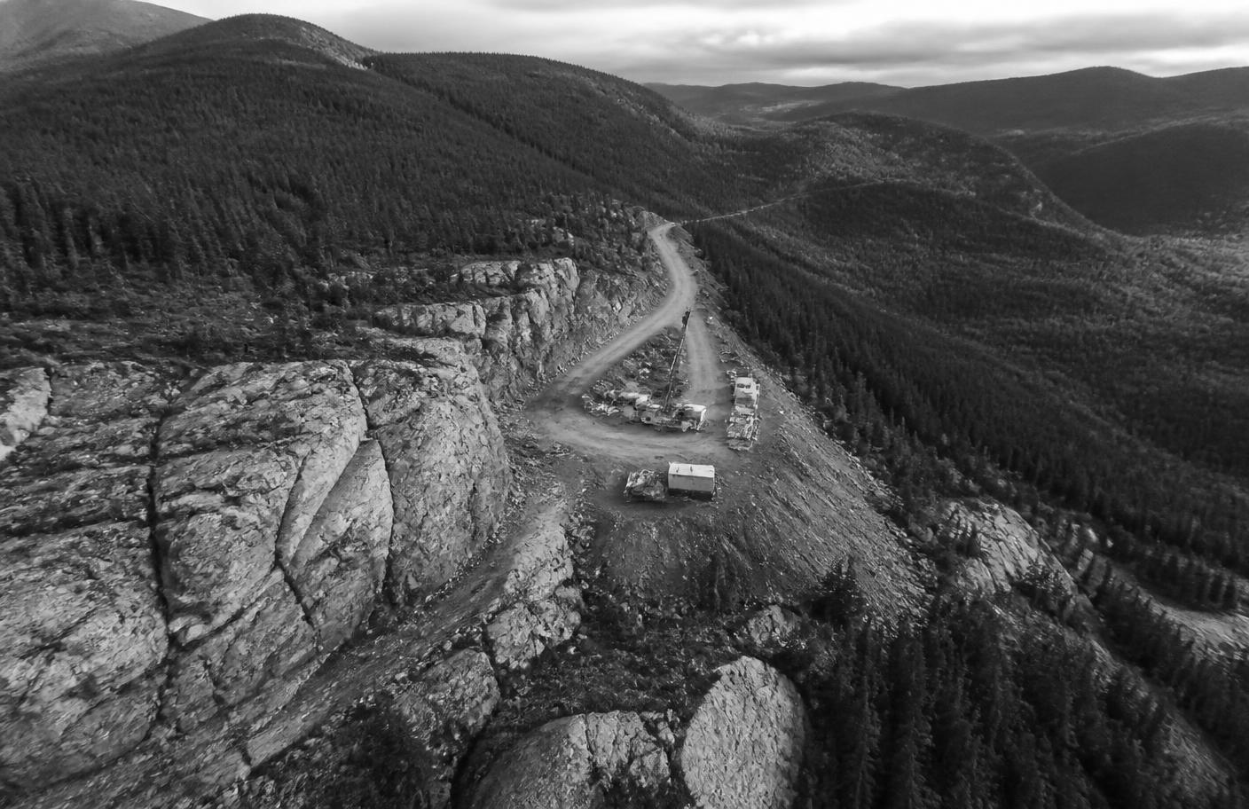 Remote exploration site and access road at the Akie Project